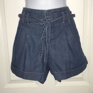 Women’s denim belted shorts